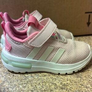 Adidas Kids Light Pink and White Sneakers